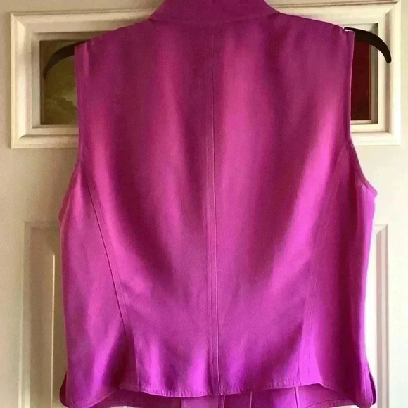 Donna B& Karen Purple 100% Silk Cropped Vest Size 14 - Picture 4 of 6